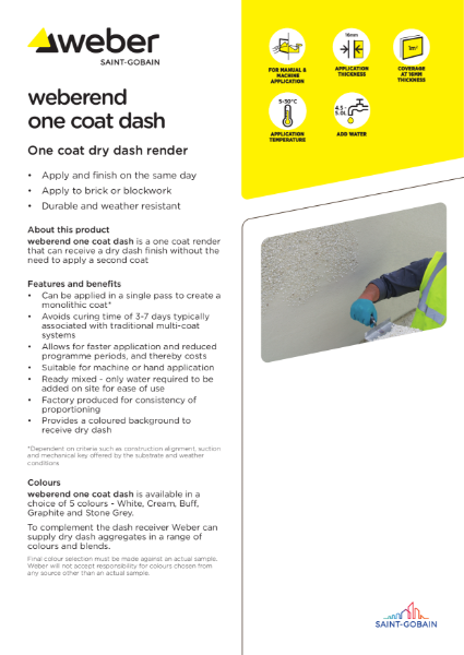 weberend one coat dash - Technical datasheet