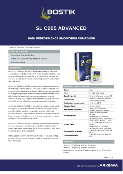 Bostik Stix SL-C955 Advanced Technical Data Sheet