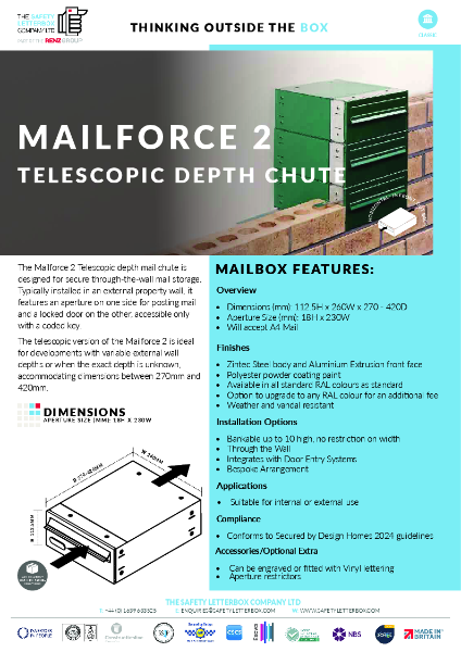 Mailforce 2 Telescopic Mailbox Datasheet