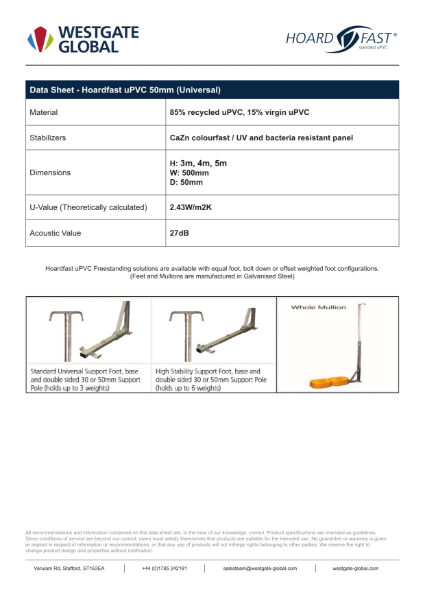 Hoardfast-uPVC Universal 50mm - Data Sheet