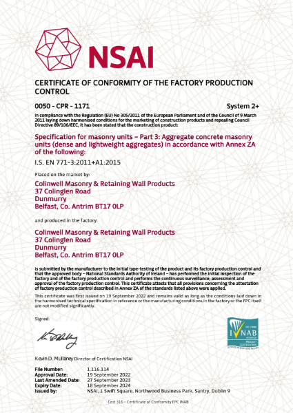 NSAI Agrément Certificate