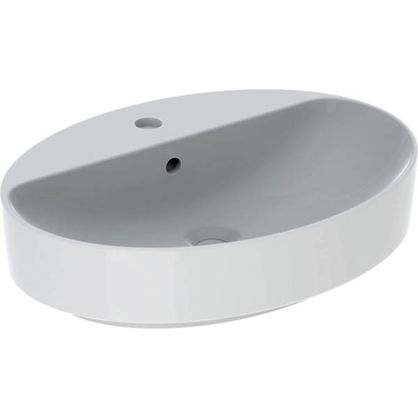 Geberit VariForm Lay-on Washbasin, Oval, with Tap Hole Bench - Washbasin