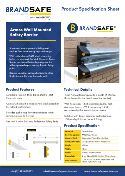Wall Mounted Armco Safety Barrier - Brandsafe Spec Sheet