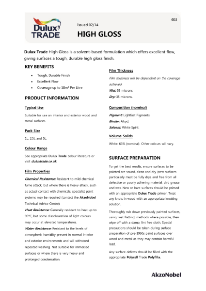 Dulux Trade High Gloss