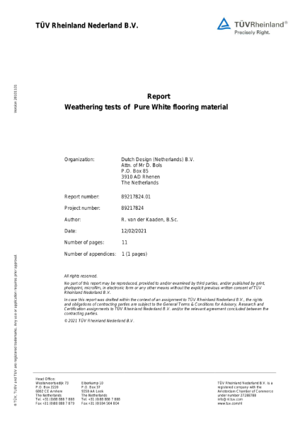 UV resistance report 