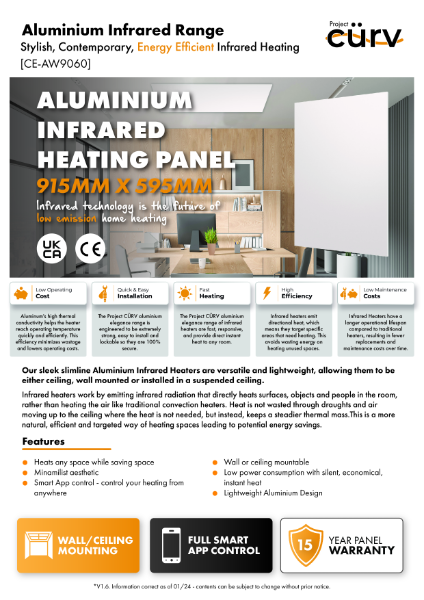 Aluminium Infrared Heating Panel 915 x 595 mm