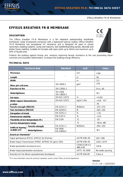 Effisus Breather FR-B Membrane Technical Data Sheet