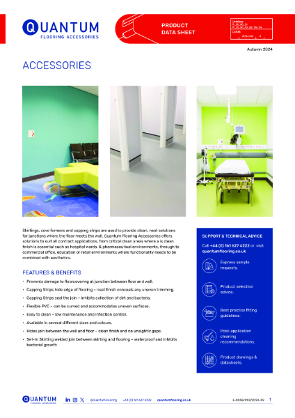 Quantum PVC Skirting and Cap and Cove (for resilient flooring) Product Data Sheet 2025