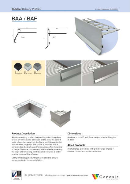 Balcony Profiles Data Sheet