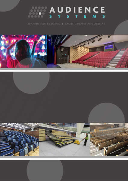 Brochure for retractable seating, removable seating, auditorium seating, lecture theatre seating, sports seating, stacking chairs and staging