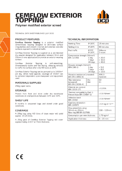 Cemflow Exterior Topping July 2015