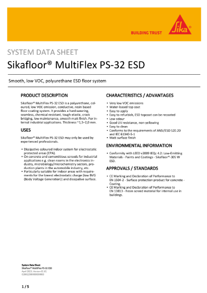 System Data Shet - Sikafloor MultiFlex PS-32 ESD