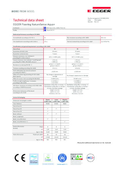 Technical Datasheet - NatureSense Aqua+ Flooring