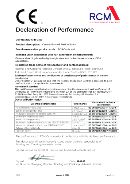 Declaration of Performance - Cemboard