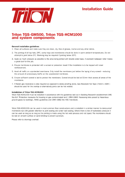 Triton Systems Gas Barrier Membrane Installation Guide