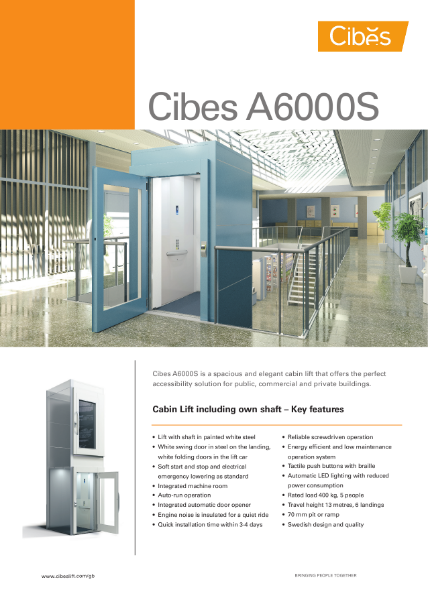 Cibes A6000 Cabin Lift with Sliding Doors