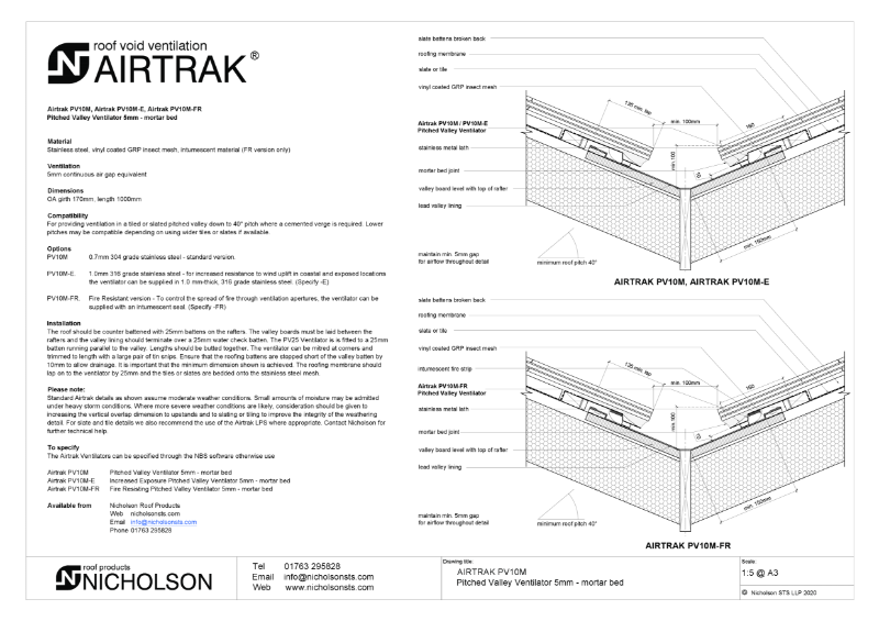 AIRTRAK PV10M Tech Data SHeet