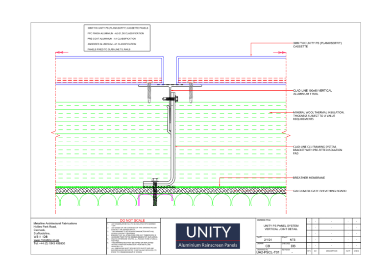 Unity A2 PS-01 Vertical Joint Technical Drawing