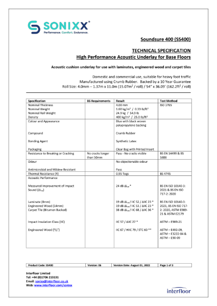 Soundsure 400 (SS400)
TECHNICAL SPECIFICATION