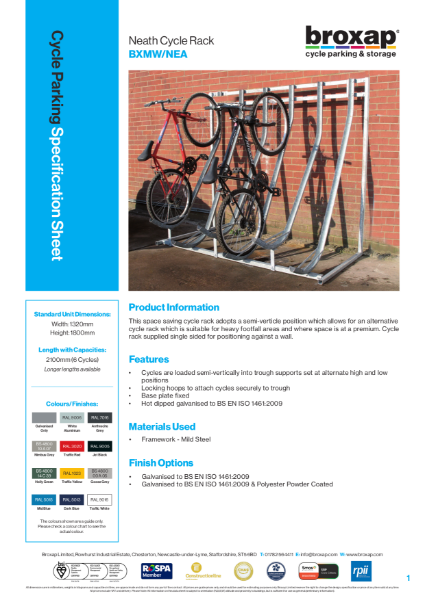 Neath Cycle Rack Specification Sheet