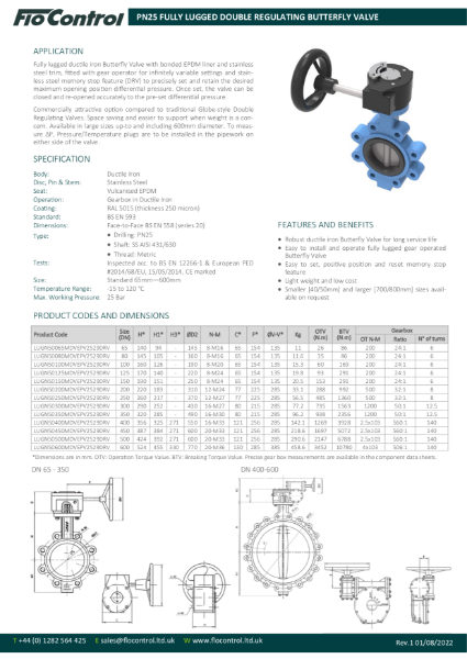 PN25 Fully Lugged Double Regulating Butterfly Valve
