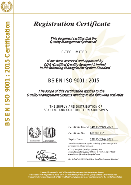 ISO 9001:2015 Quality Management Systems Registration Certificate