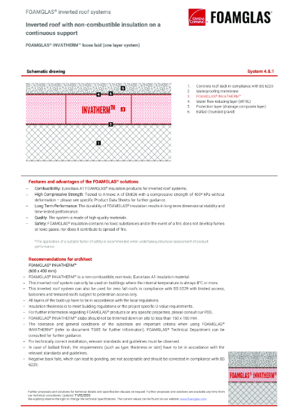 TDS_4.8.1_Roof - Inverted Roof - Single layer FOAMGLAS Insulation with Ballast