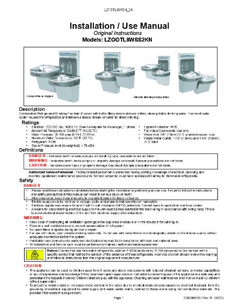 Elkay LZOOTL8WSS2KN Installation / User Manual