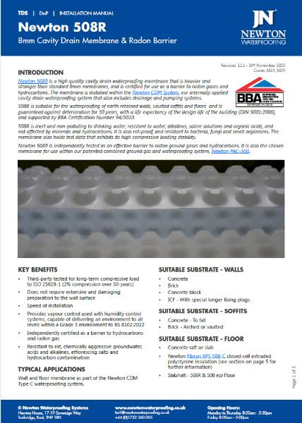 Newton CDM 508R - Technical Data Sheet