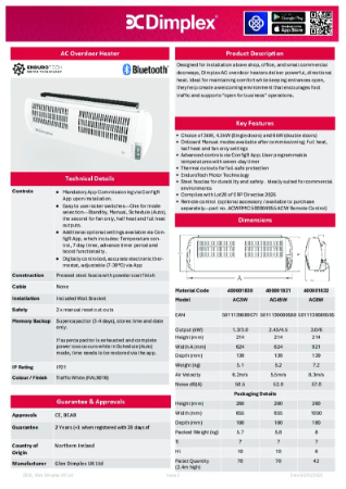 AC3_AC45_AC6W_ Spec_Sheet_v3_060226 | Glen Dimplex Heating and ...