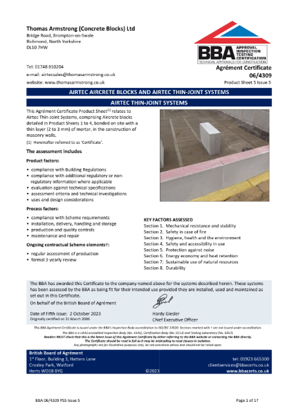 BBA Agrément Certificate