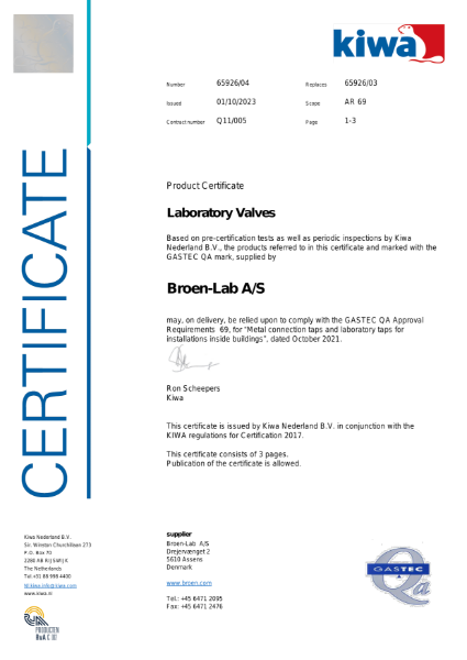 KIWA - Laboratory Valves