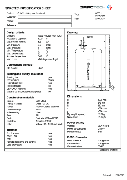 S600AI MV06A50I Insulated Vacuum Degasser Superior