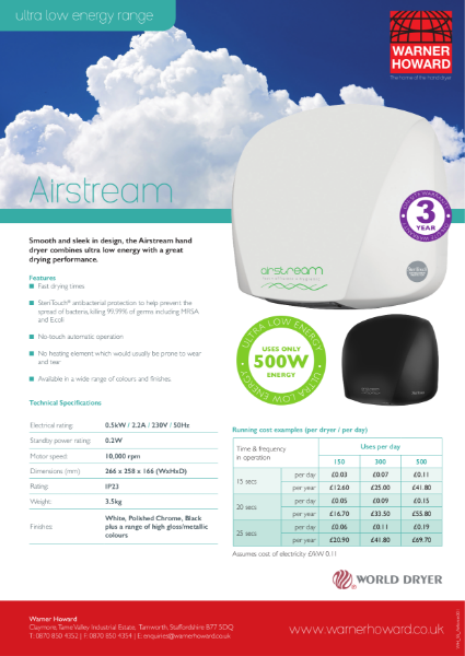 Airstream - Low energy hand dryer