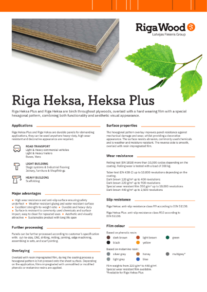 Riga Heksa Plus - Datasheet - Riga Wood