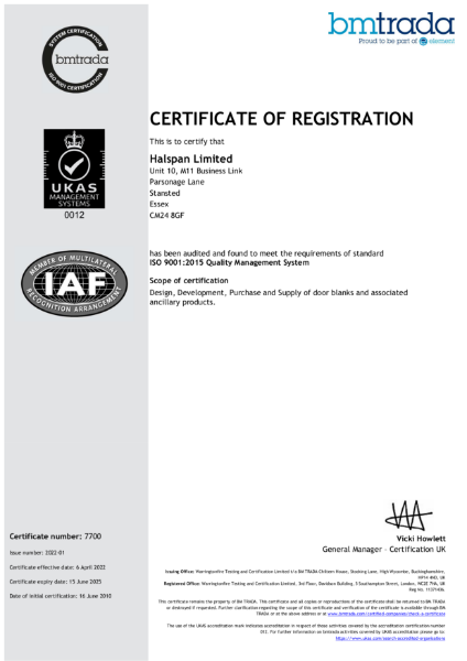 Certificate of Registration: ISO9001