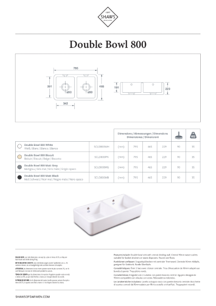 Double Bowl 800 Kitchen Sink - PDS