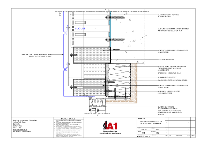 UNITY A1 FP-T07 GLAZING HEAD INTERFACE Technical Drawing