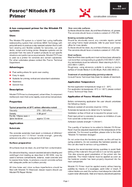 Nitodek FS Primer Technical Datasheet