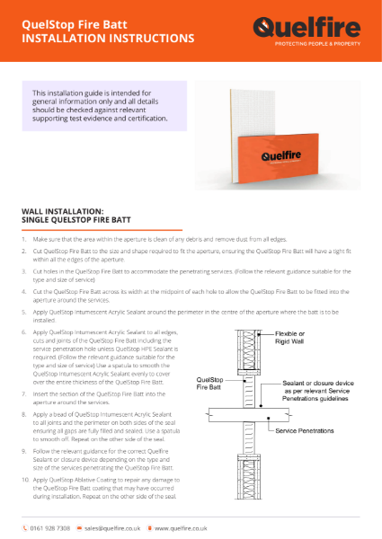 Installation Instructions - QuelStop Fire Batt