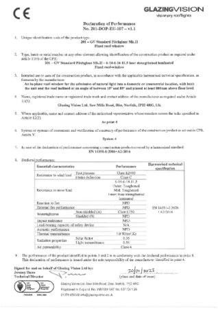 Pitchglaze Declaration of Performance for CE mark - 6-14-6-14-11.5 HS Laminated