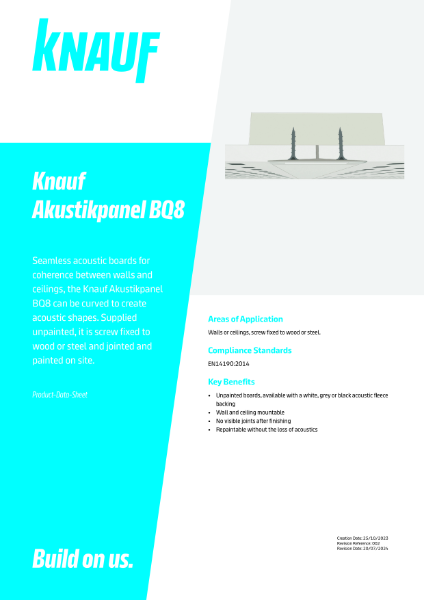 Knauf Akustikpanel BQ8 Data Sheet