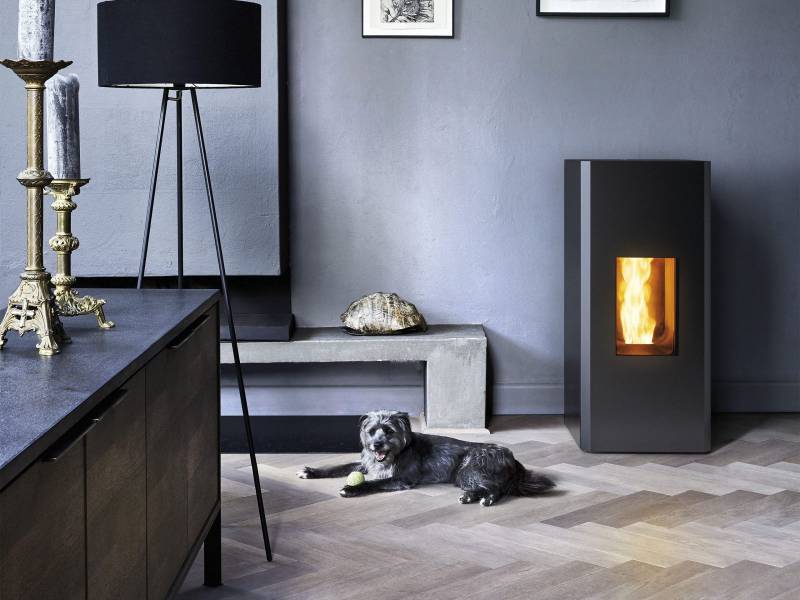 Biomass pellet stove installation example