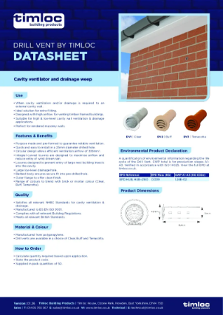 Drill Vent by Timloc Datasheet