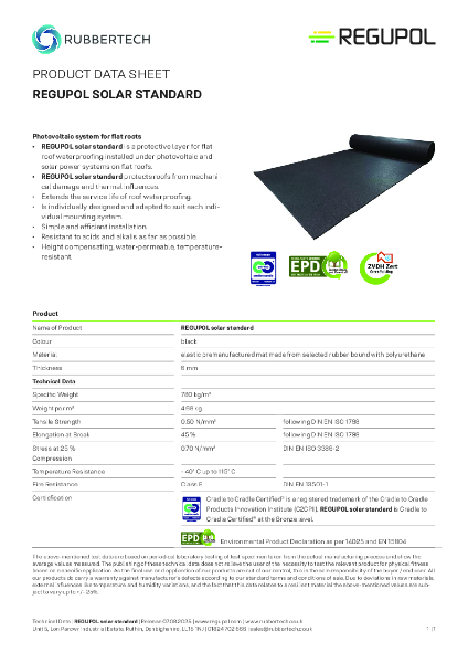 REGUPOL Solar Standard - Data Sheet