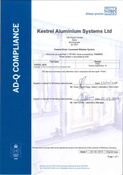 PAS24 Certificate Window 60mm