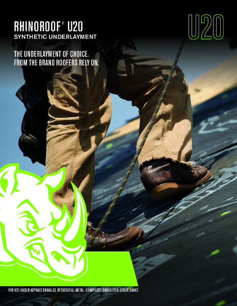 RhinoRoof U20 Synthetic Underlayment Brochure
