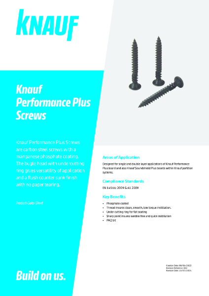 Knauf Performance Plus Screws Data Sheet