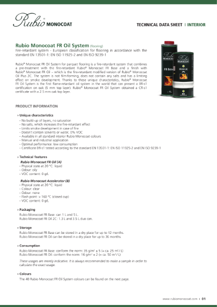 FR Oil System - Technical Data Sheet