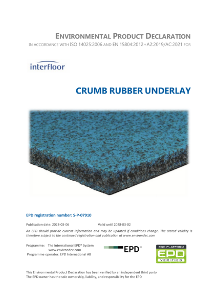 CRUMB RUBBER UNDERLAY 